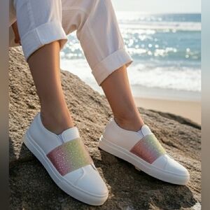 Rainbow Pride Lagerfeld Sneakers Leather 9.5 Bling Sparkling Colorful New